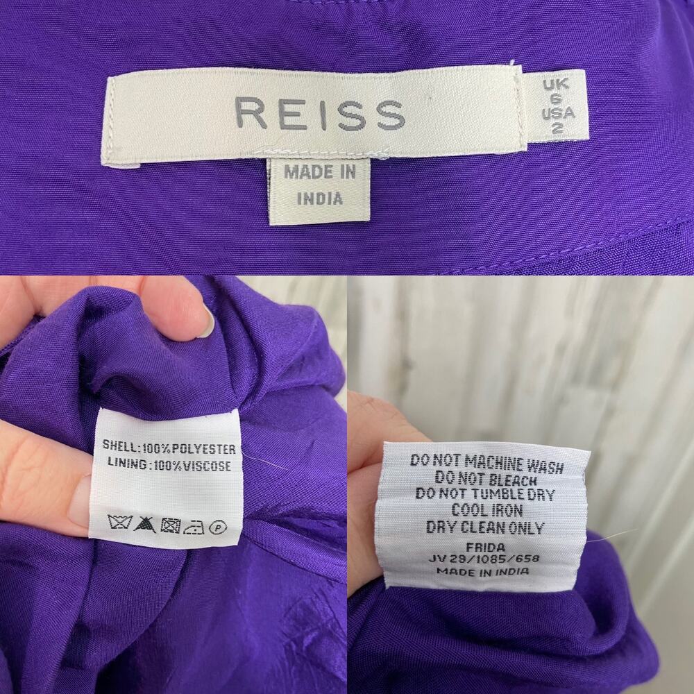 REISS Tiered Strapless Cocktail Dress Purple Ruffle Party Wedding Guest Size 2 - Picture 8 of 9